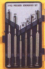 Screwdriver Set: 4 Flat, 2 Phillips w/Swivel Handles (Plastic Case)