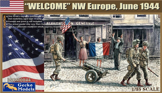1/35 Welcome NW Europe June 1944 US Paratroopers (3) & Civilians (3)