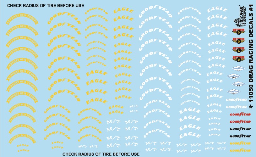 1/24-1/25 Drag Racing Tire Logos #1 (Mickey Thompson, Goodyear, Eagle)