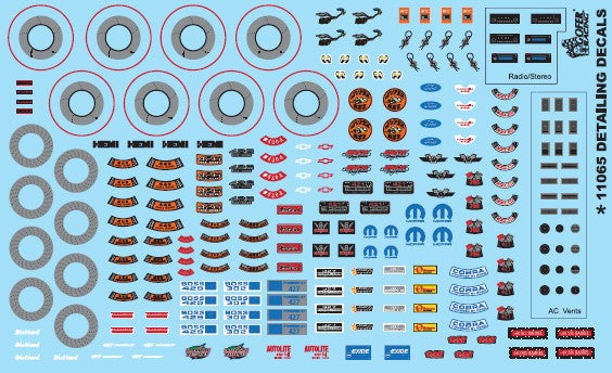 1/24-1/25 Car Detailing Decals (Under the Hood, Brakes, AC Vents, Radio, etc.)