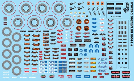 1/24-1/25 Car Detailing Decals (Under the Hood, Brakes, AC Vents, Radio, etc.)