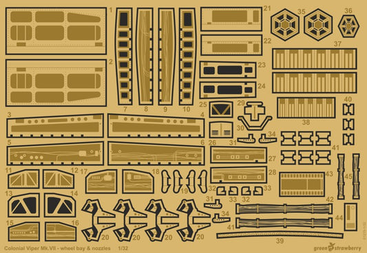 1/32 Battlestar Galactica Colonial Viper Mk VII Wheel Bay & Nozzles for MOE (Photo-Etch) (D)