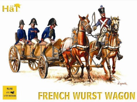 1/72 Napoleonic French Wurst Horse Drawn Wagon (w/4 Figures)