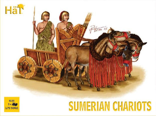 1/72 Sumerian Chariots (3 Sets: Chariot, 4 Horses & 2 Figs)