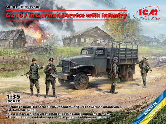 1/35 WWII German G7107 Stake Body Truck w/Infantry Figures (4)