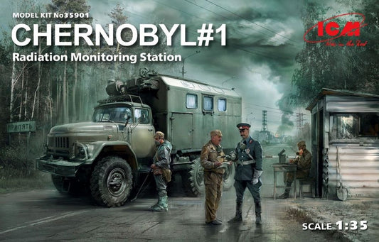 1/35 Chernobyl #1: Radiation Monitoring Station Diorama Set (ZiL131 KShM truck, check point station, 5 figures, base)