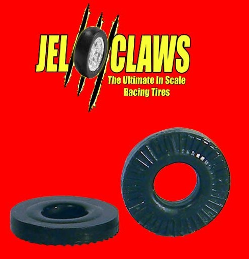 1/64 Jel Claws Rubber Racing Tires for Aurora T-Jet & Vibrator Cars (SkinnyTire) (10)