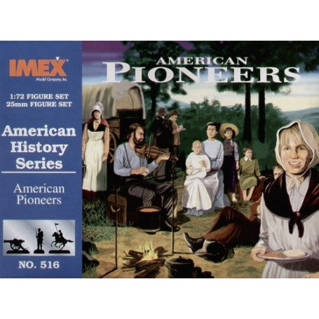 1/72 American Pioneers (34, 3 cows, 6 pigs, campfire, pots)