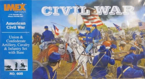 1/72 Civil War Union & Confederate Artillery, Cavalry, Infantry Diorama Set w/Base