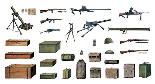 1/35 WWII Accessories (Guns, Crates, Bags, etc.)