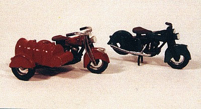 HO 1947 Motorcycles (2) 1 w/Fuel Tank Sidecar Metal Kit