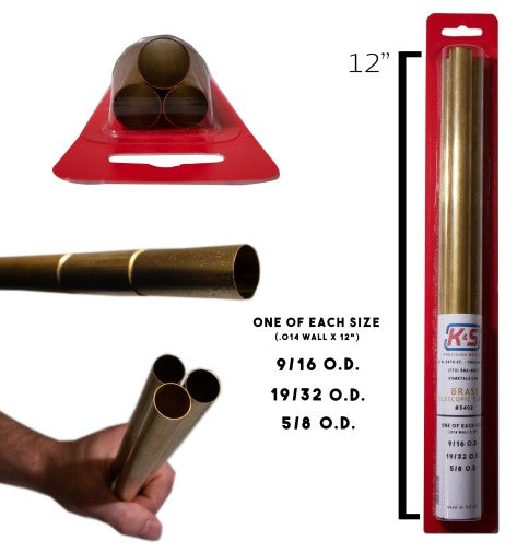 9/16" thru 5/8"x12" Brass Telescopic Tubing .014 Wall (3pc)