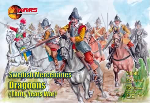 1/72 Thirty Years War Swedish Mercenaries Dragoons (12 Mtd)