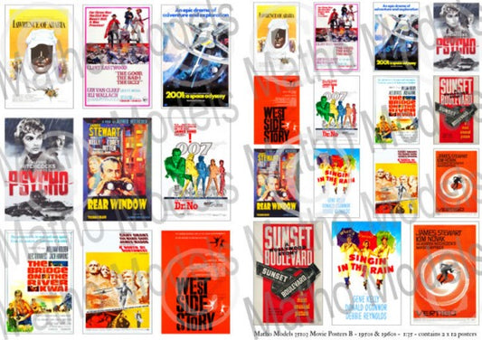 1/35 Movie Posters 1950s & 1960s Printed Paper (24) (12 different types in 2 sizes)