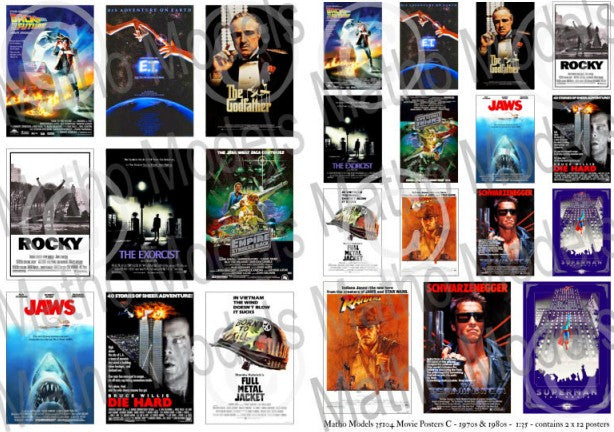 1/35 Movie Posters 1970s & 1980s Printed Paper (24) (12 different types in 2 sizes)