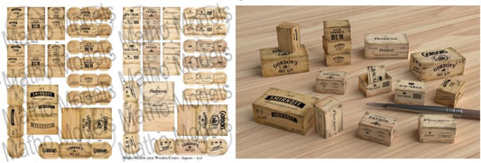 1/35 Wooden-Type Liquors Crates Printed Paper (16) (8 different brands)