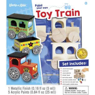 Paint Your Own: Toy Train Wood Kit w/Paint & Brush