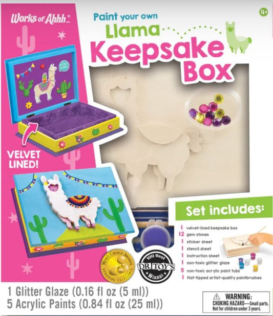 Paint Your Own: Llama Keepsake Box Wood Kit w/Paint & Brush