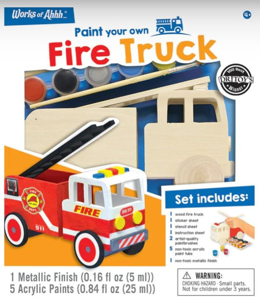 Paint Your Own: Fire Truck Wood Kit w/Paint & Brush