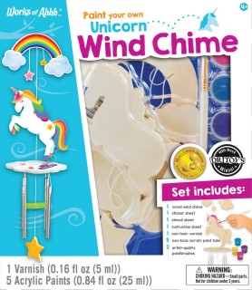 Paint Your Own: Unicorn Wind Chime Wood Kit w/Paint & Brush