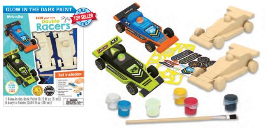 Paint Your Own: Double Racer Cars Wood Kit w/Paint & Brush