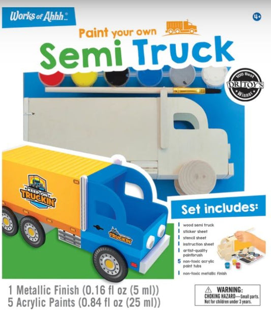 Paint Your Own: Semi Truck Wood Kit w/Paint & Brush