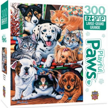 Playful Paws: Hide & Seek Various Kittens & Puppies EzGrip Puzzle (300pc)