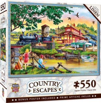 Country Escapes: Apple Express Train Station by Lake Puzzle (550pc)