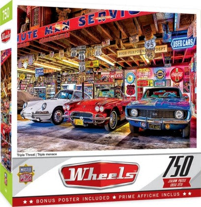 Wheels: Triple Threat Classic Cars Puzzle (750pc)