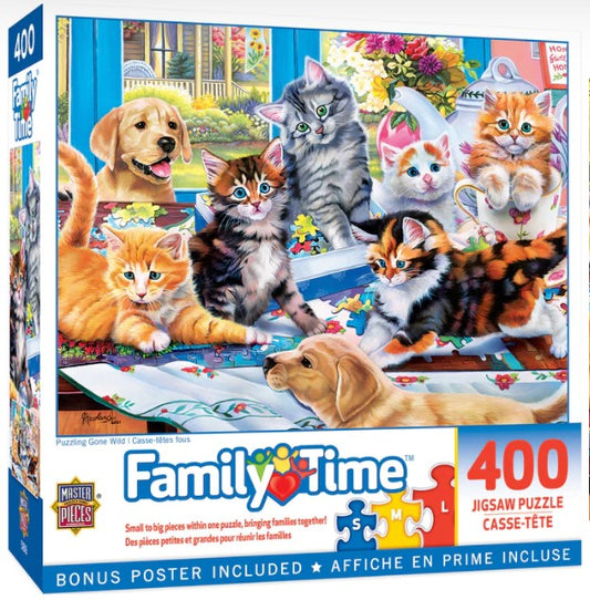 Family Time: Puzzling Gone Wild (Cats & Dogs) Puzzle (400pc)