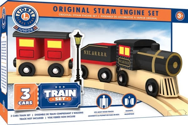 Lionel Original Steam Engine Wooden Train Set (3pc) (Track NOT Included)