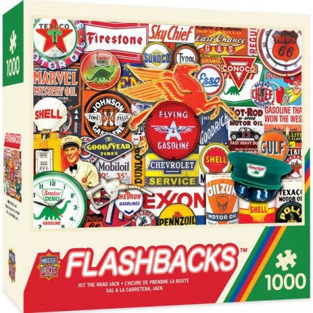 Flashbacks: Hit the Road Jack Gas Station Signs Collage Puzzle (1000pc)