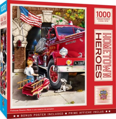 Hometown Heroes: Firehouse Dreams (Little boy w/toy firetruck) Puzzle (1000pc)