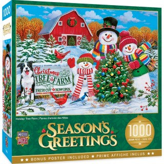 Season's Greetings: Christmas Holiday Tree Farm w/Snowmen Puzzle (1000pc)