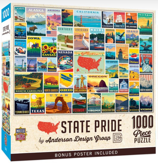 State Pride Vintage Collage Poster Art Puzzle (1000pc)