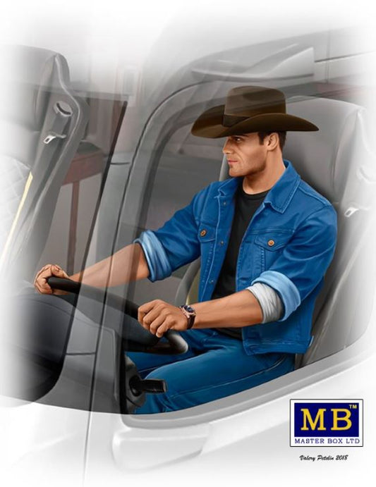1/24 Mike Barrington Trucker Sitting wearing Cowboy Hat & Denim Jacket