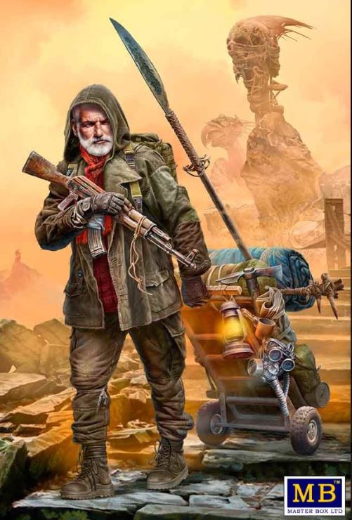 1/24 Post-Apocalyptic: Vadim Elderly Raider w/Gun & Equipment Cart