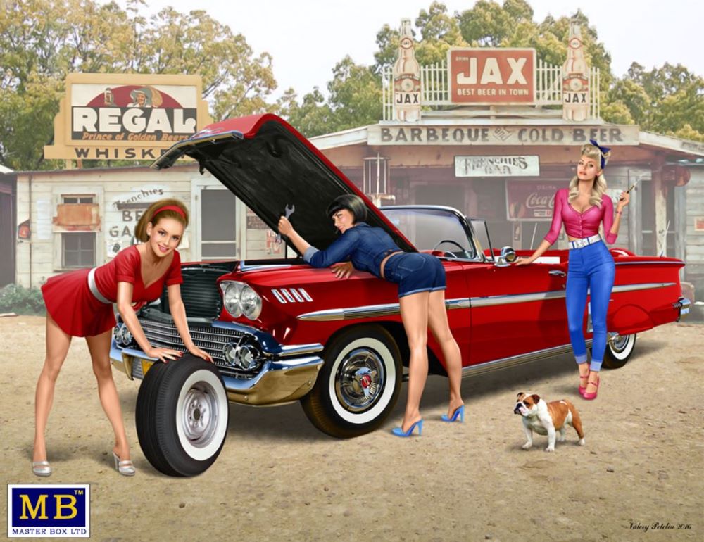 1/24 1960s Pin-Up Girls Various Poses (3 w/Dog)