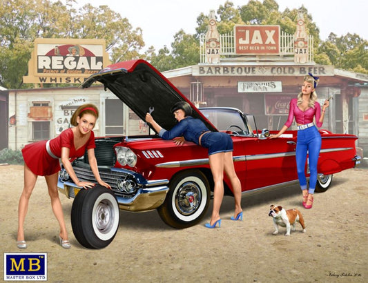 1/24 1960s Pin-Up Girls Various Poses (3 w/Dog)