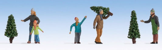 HO Selling Christmas Trees (5 Figures & 3 Trees)