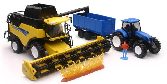 1/32 New Holland Harvester CR9090 Combine and T7.270 Farm Tractor (Plastic)