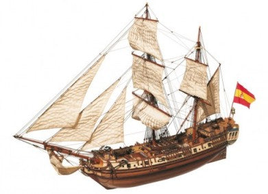 1/85 La Candelaria 2-Masted 18th Century Spanish Sailing Ship (Intermediate Level)