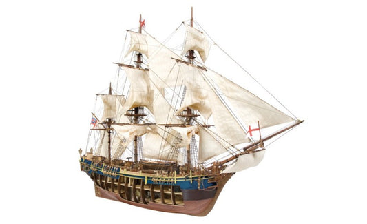 1/45 HMS Bounty 3-Masted Sailing Ship w/Cutaway Hull (Advanced Level)