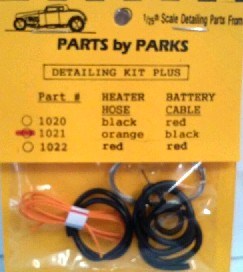 1/24-1/25 Detail Set 2: Radiator Hose, Orange Heater Hose, Black Battery Cable & Tinned Copper Wire for Brake/Fuel Lines & Carburetor Linkage