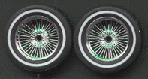 1/18 Chrome Wire Rims w/Low Profile Whitewall Tires (4)