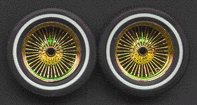 1/18 Gold Wire Rims w/Low Profile Whitewall Tires (4)