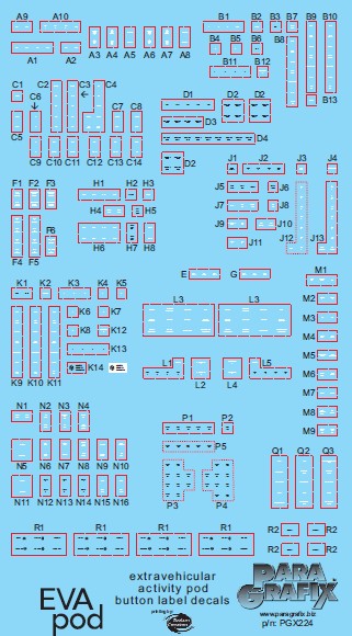 1/8 2001 Space Odyssey: EVA Pod Button Label Decal Set for MOE