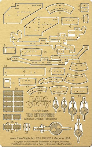 1/1000 Star Trek: USS Enterprise Space Seed Edition Window Drilling Templates Photo-Etch Set for PLL