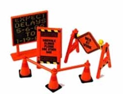 1/24 Roadside Accessories: Warning Signs, Cones, Barrier Bars