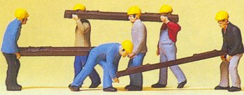 HO Railroad Workers Carrying Railroad Ties (6)